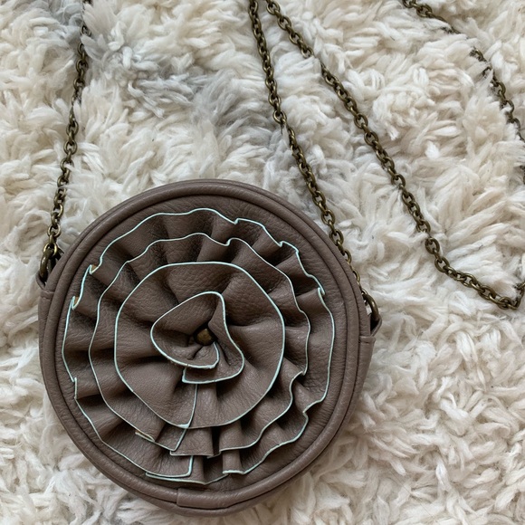 Mud Pie Brown Leather Crossbody Purse Chain Strap - Picture 1 of 8